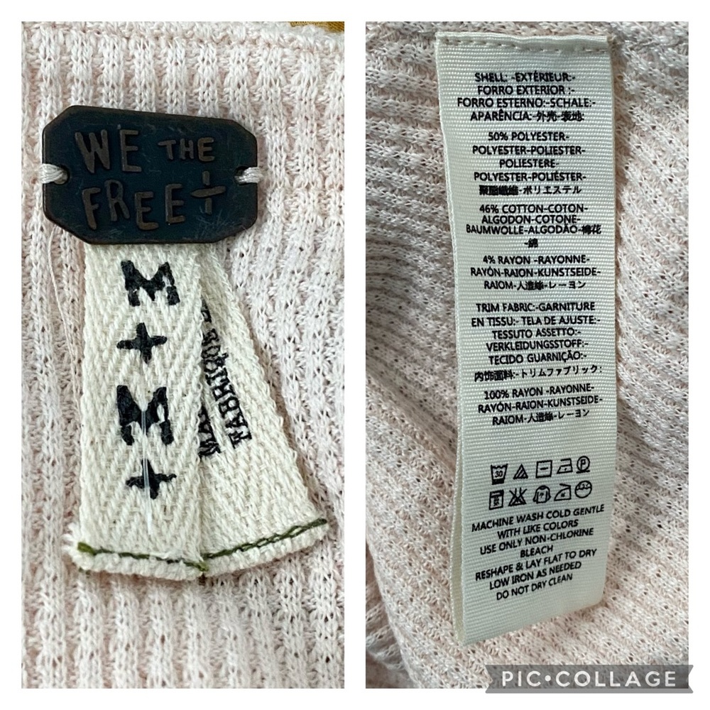 Free People We The Free Blossom Rose Thermal Top Patchwork Dolman Balloon Sleeve - Picture 10 of 11